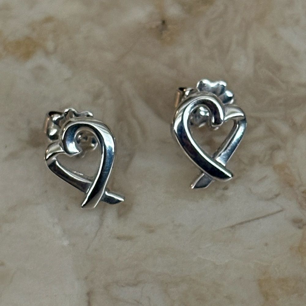 Tiffany & Co. Paloma Picasso Loving Heart Earrings 925 Sterling Silver